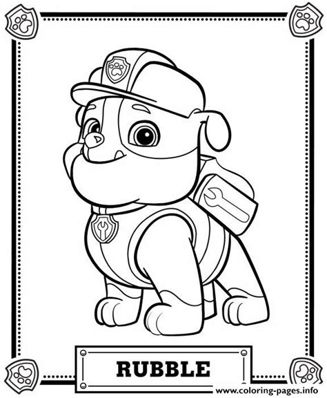 Paw patrol rubble coloring page. Paw Patrol Rubble Coloring Pages Printable