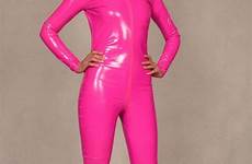 zentai catsuit clothes roze b046 lederen xl
