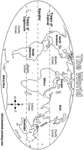 Give the coordinates of the points on the globe (to the nearest degree). World Map Printout - EnchantedLearning.com | Teaching ...