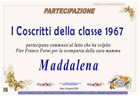 Guala centro onoranze funebri è sempre vicina a chi ne ha più bisogno. Necrologio Maria Maddalena Albertazzi in Forni | Necrologi ...