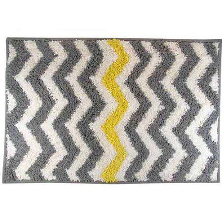 Better homes and gardens real estate Mainstays Chevron Bath Rug, Yellow - Walmart.com (With ...