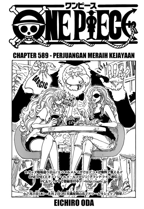 Chapter komik one piece 1017 terbaru belum diketahui secara pasti akan dirilis. Komik One Piece Chapter 589 Bahasa Indonesia - KomikIndo