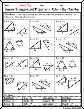 Squares are similar and all equilateral triangles are similar. Similarity - Similar Triangles and Proportions Color-By-Number Worksheet