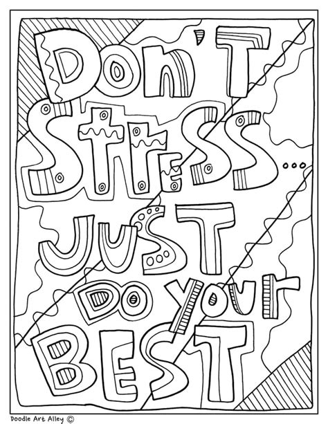 Color inspirational coloring pages with this collection! Testing Encouragement - Classroom Doodles