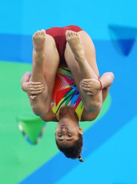 The preliminary round of the women's 3m springboard event. Maha Amer of Egypt competes in the Women's Diving 3m ...