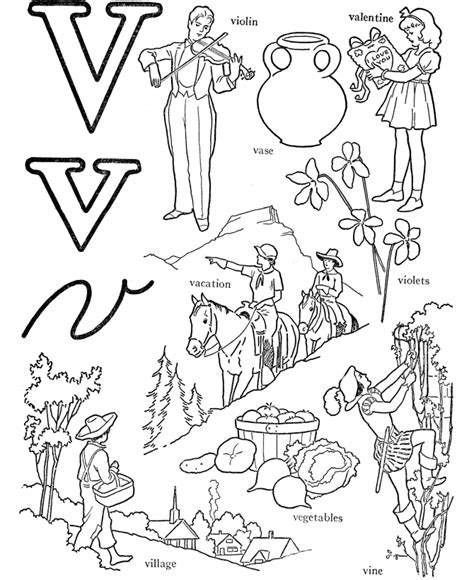 The word coloring too starts with letter 'c'! Letter V coloring pages to download and print for free