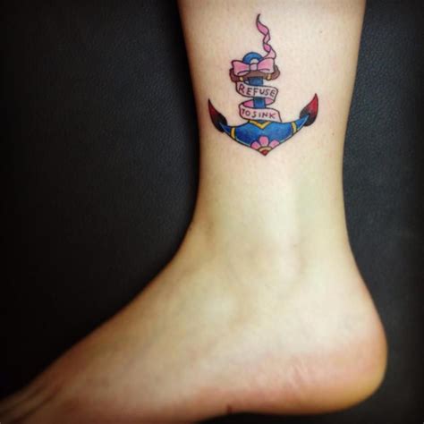 Svg, eps, dxf, png, zip. Refuse to sink , anchor color tattoo | Anchor tattoo ankle ...