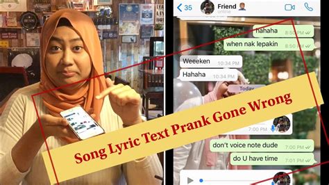 Do you have other songs you use to pull a lyric prank on friends and family? Song Lyrics Text Prank On My Friend *Gone Totally Wrong* I ...