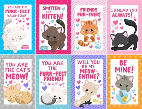 Kitten coloring pages are a great way to share the color of your cat. Free Printable Kitten Valentines | Kitten valentine cards ...