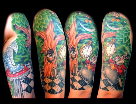 We have alice in wonderland tattoo ideas, designs, symbolism and we explain the meaning behind the tattoo. Alice in Wonderland half sleeve tattoo by Matt Skin ...