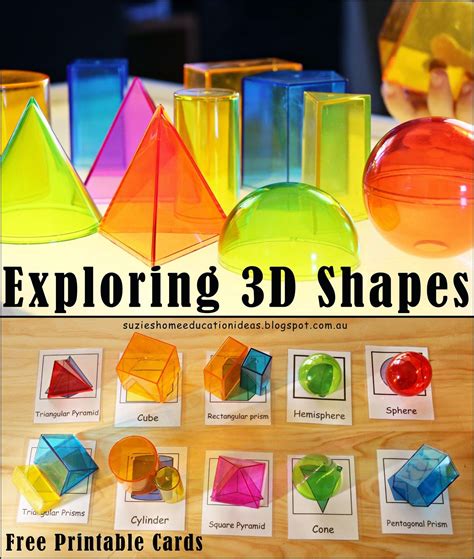 They have length, breadth and height and so they are called as 3 dimensional or 3d shapes. Suzie's Home Education Ideas: Exploring 3D Shapes | Shapes activities printables, Shapes ...