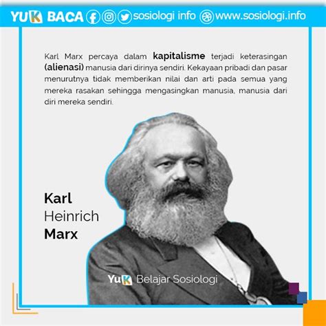 Memfokuskan pada implikasi ekonomi, sosial, dan politik terhadap peningkatan kapitalisme di. Tokoh Sosiologi Karl Heinrich Marx - Referensi Artikel ...