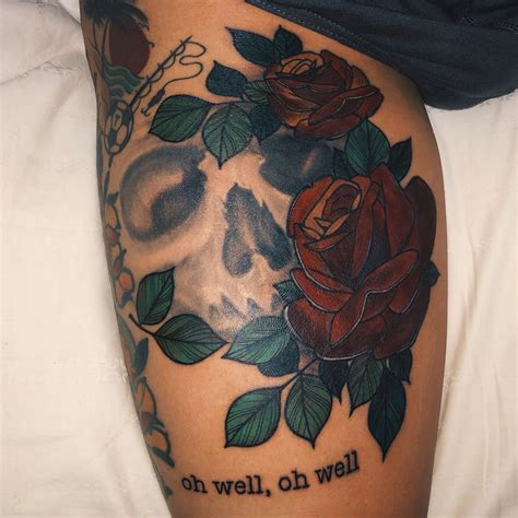 Blue rose tattoo design on ankle. Coloured Skull and Rose Tattoo | Rose tattoo, Tattoos ...