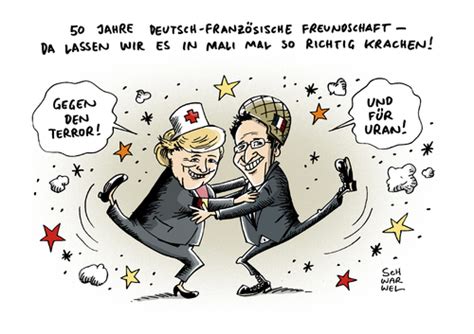 Komisch überzeichnete darstellung von menschen oder gesellschaftlichen zuständen. Elysee Mali von Schwarwel | Politik Cartoon | TOONPOOL