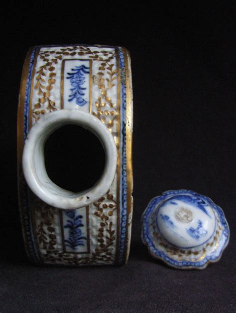 Decorated in 18th century wucai. Antique 18th C. Chinese Export Blue White & Gold Porcelain ...