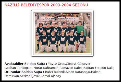 Hacı fikret aydın, ali süayin. NAZİLLİ BELEDİYESPOR: NAZİLLİ BELEDİYESPOR 2003-2004 SEZONU