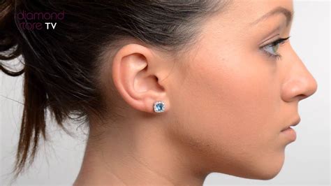 14k yellow gold leverback ball earrings. Blue Topaz 8mm x 10mm And Diamond 9K White Gold Earrings ...