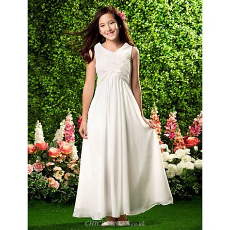 Great savings & free delivery / collection on many items. Ankle-length Chiffon Junior Bridesmaid Dress - Ivory ...