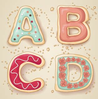 All letters of the alphabet, numbers, and symbols are converted to eight . Cute cookies alphabet vector material 01 free download