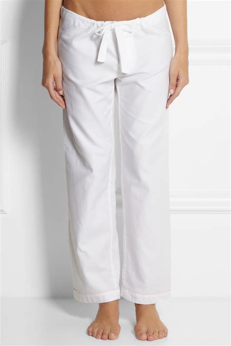Teasing white cotton panty asian pulling big nipples. Bodas Cottontwill Pajama Pants in White | Lyst