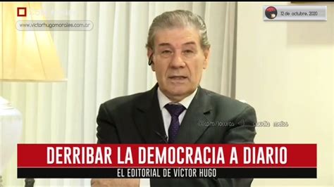 Luego del mal trago de victor hugo morales en un bar donde el periodista carlos montero le realizaba una entrevista y luego contó que le habían hecho un escrache que resultó no ser así, también se demostró que inventó palabras de pedro brieger que nunca pronunció contra su colega de c5n. Víctor Hugo Morales : Editorial 12-10-2020 | El Diario C5N ...