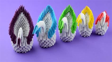 How to make a paper swan with wings. How to make paper swan 3D origami Tutorial [Swan family ...