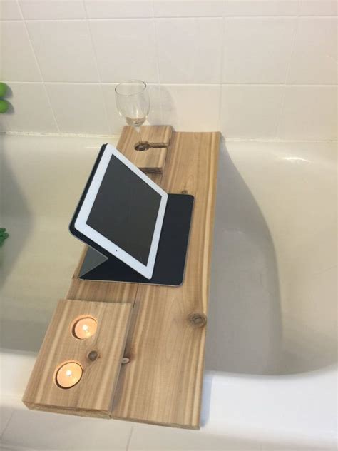 Artmalle luxury bamboo bathtub caddy tray with book and wine holder,bath accessories & bed tray with extending sides,bathroom organizer for men/women,free soap holder,white. custom cedar bath caddy by DocWesley on Etsy | Bath caddy ...