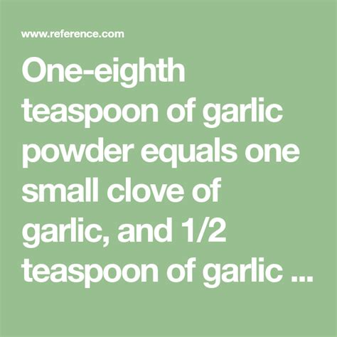 It's the first page that comes up when you type the question into google, which means a lot of people really do want to know just how much minced garlic equals one clove. How Much Garlic Powder Equals One Clove of Garlic ...