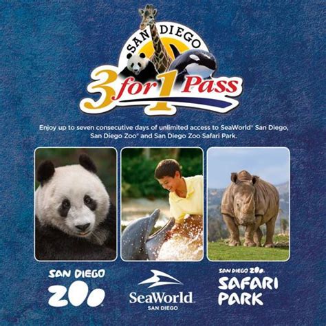 It's a digital pass (or physical card, depending on where you buy it) that provides admission to any of the participating attractions you want to visit during the active life of your card. San Diego 3-for-1 Pass with SeaWorld®, San Diego Zoo® and San Diego Zoo® Safari Park | San diego ...