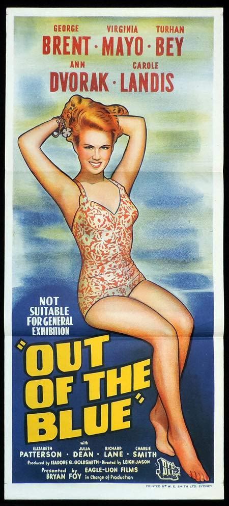 The overall paper size is approximately 11.00 x 17.00 inches and the image size is approximately 11.00 x 17.00 inches. OUT OF THE BLUE Original Daybill Movie Poster Virginia ...