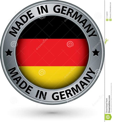 Made In Germany Silver Label With Flag, Vector Illustration Stock Vector - Illustration of medal ...