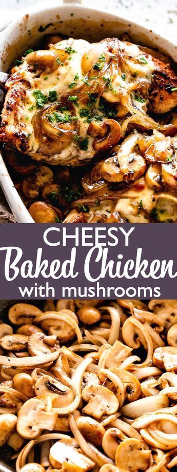 This easy baked low carb mediterranean chicken recipe is the perfect weeknight dinner. Cheesy Baked Chicken with Mushrooms - Low carb recipe for ...