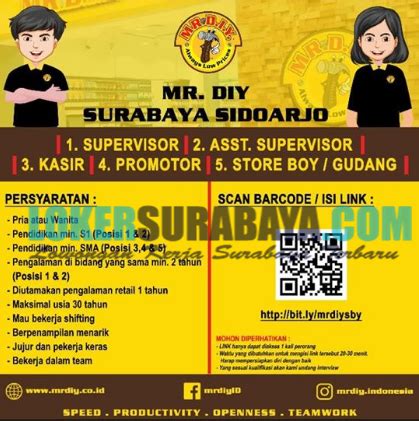 Persyaratan untuk melamar kerja di alfamart memiliki beberapa ketentuan yang harus dipenuhi, karena akan menentukan posisi yang dapat kamu tempati. Lowongan Kerja di MR. DIY Sidoarjo Januari 2020 - Lowongan ...