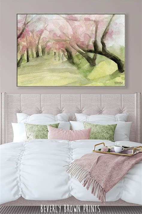 Shop wayfair for the best cherry blossom bedroom decor. Cherry Blossoms Central Park Canvas Art over the bed in a ...