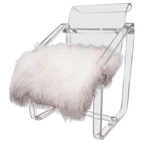 Vintage 1970s Lucite Desk Chair with New Mongolian Lamb ... Choose softer or firmer comfort by flipping the cushion inside every cushion cover is 100% purple grid, for a sitting experience unlike any other.