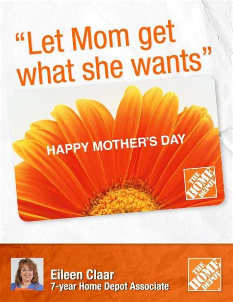 Maybe you would like to learn more about one of these? Give Mom a special Mother's Day Home Depot gift card, beautifully packaged in a Hallmark ...