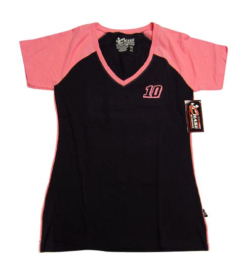 Danica patrick nascar racing green t shirt, size m. #10 Danica Patrick Ladies Black and Pink NASCAR T-shirt