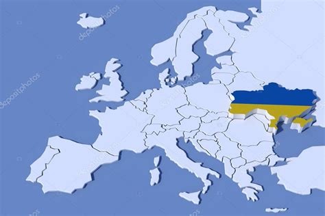 Daarnaast hebben de makers een flinke dosis toeristische informatie op de kaart verwer. Europa kaart 3d Relief Oekraïne vlag kleuren — Stockfoto ...