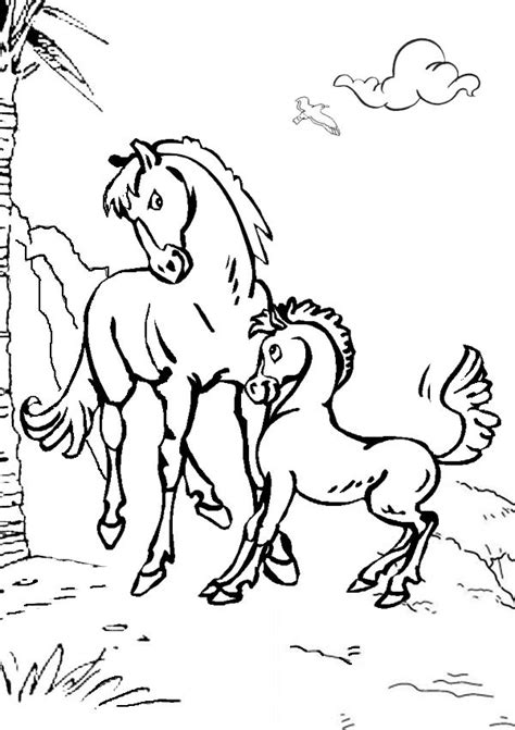 Color animal pictures of horses, dog, rabbit, lion and more. Free Online Mother And Baby Horse Colouring Page - Kids ...