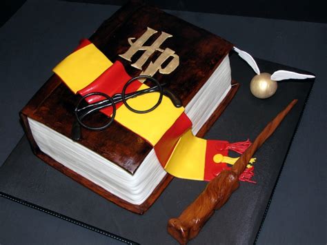 Harry potter cake topper 3d gold snitch wand magic sorting hat wizard edible. Harry Potter Book Birthday Cake - CakeCentral.com