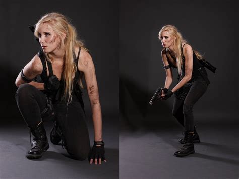 Can't stand the actress in the sarah connor chronicles. Tomb Raider/ Sarah Connor like Stock 2 kneeling and ...