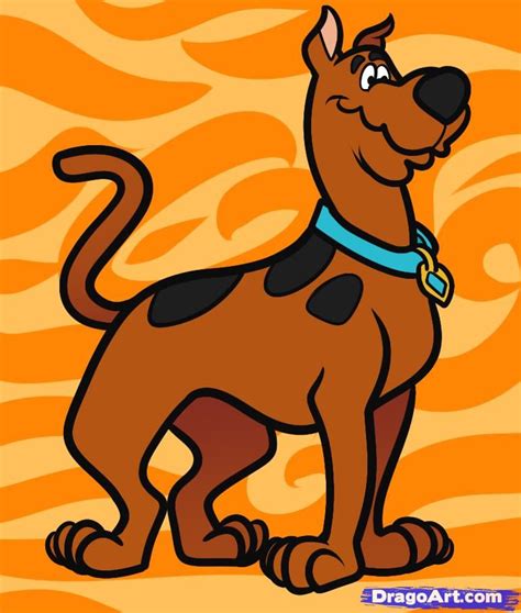 He is usually brown with black spots and a blue collar. how to draw scooby doo | Scooby doo images, Cartoon ...