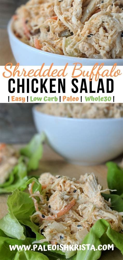 Drizzle with a little more chilli sauce, spoon over the cabbage, season with black pepper, and top with the bun lids. Whole30 Buffalo Chicken Salad | Recipe (With images ...