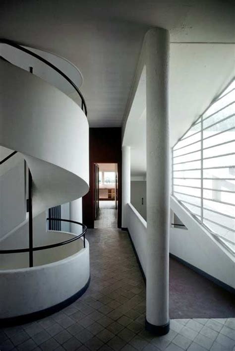 The interior design scheme has a clear sense of functionality and proportion. Villa Savoye (interior), Poissy, France by Le Corbusier ...