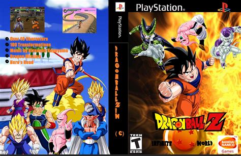 There are forty two playable characters and the player's pit one against the other character from the dragon ball franchise. Viewing full size Dragon Ball Z: Infinite World box cover