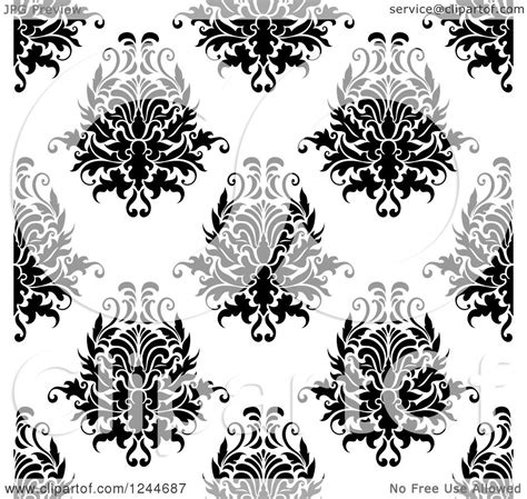 Women's black top and white. Clipart of a Seamless Background Pattern of Black and White Damask Floral 13 - Royalty Free ...