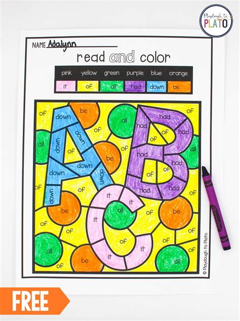 Fill in the missing letters to make the word like coloring page. Color by Sight Word - Playdough To Plato