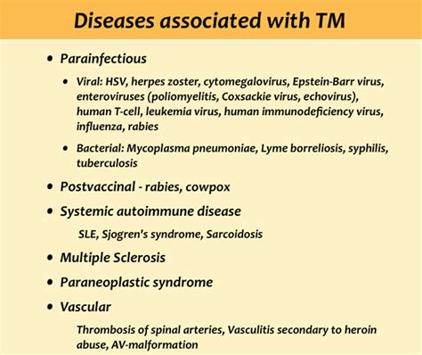 Transverse myelitis (tm) is a neurological disorder caused by inflammation of the spinal cord characteristic signs and symptoms. transverse myelitis,what to know?