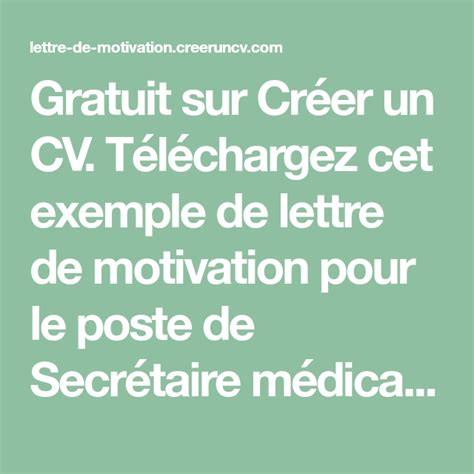 Pour vous aider à rédiger votre lettre de motivation, voici des exemples de lettres de motivation : Gratuit sur Créer un CV. Téléchargez cet exemple de lettre ...