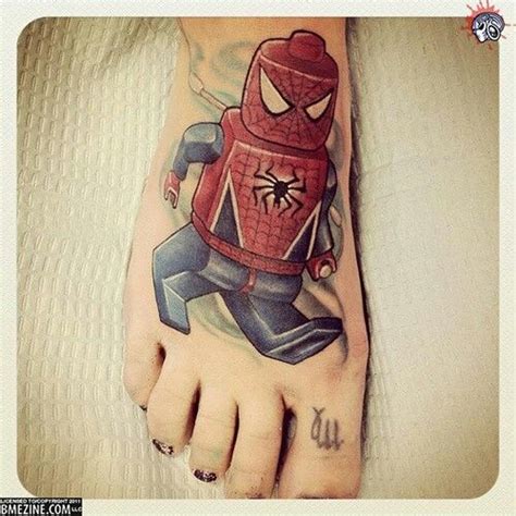 Perfect for spiderman party supplies, party favors, goodie bags, stocking stuffers, easter baskets, or just for fun. Spiderman lego | Lego tattoo, Tattoos, Foot tattoos